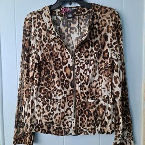 Leopard Animal Print Light Zip Up Jacket